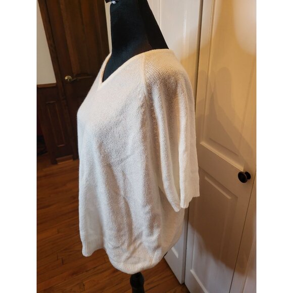 Vintage 90s White Thin Oversized Sweater White Stag XL Minimalist Retro Layering - Picture 6 of 7